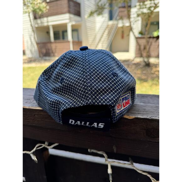 Dallas Cowboys Vintage Logo Athletic Pro Line NFL Strapback Hat Blue Plaid Wool - Picture 3 of 7